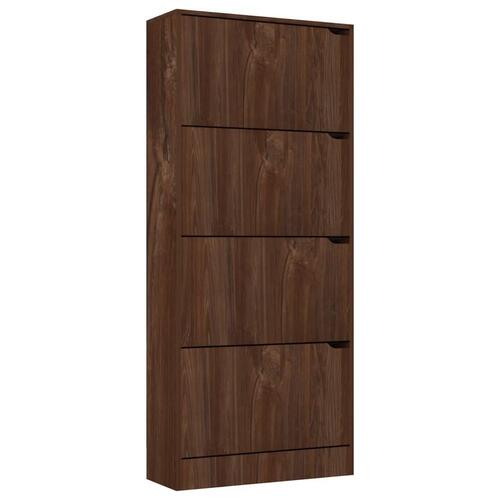 Skoskab med 4 låger 59x24x136 cm spånplade brun eg