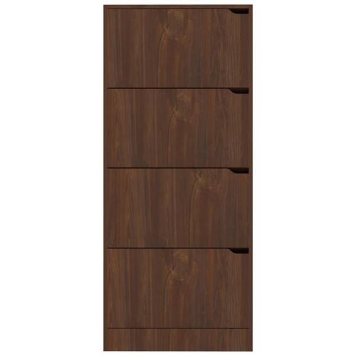 Skoskab med 4 låger 59x24x136 cm spånplade brun eg