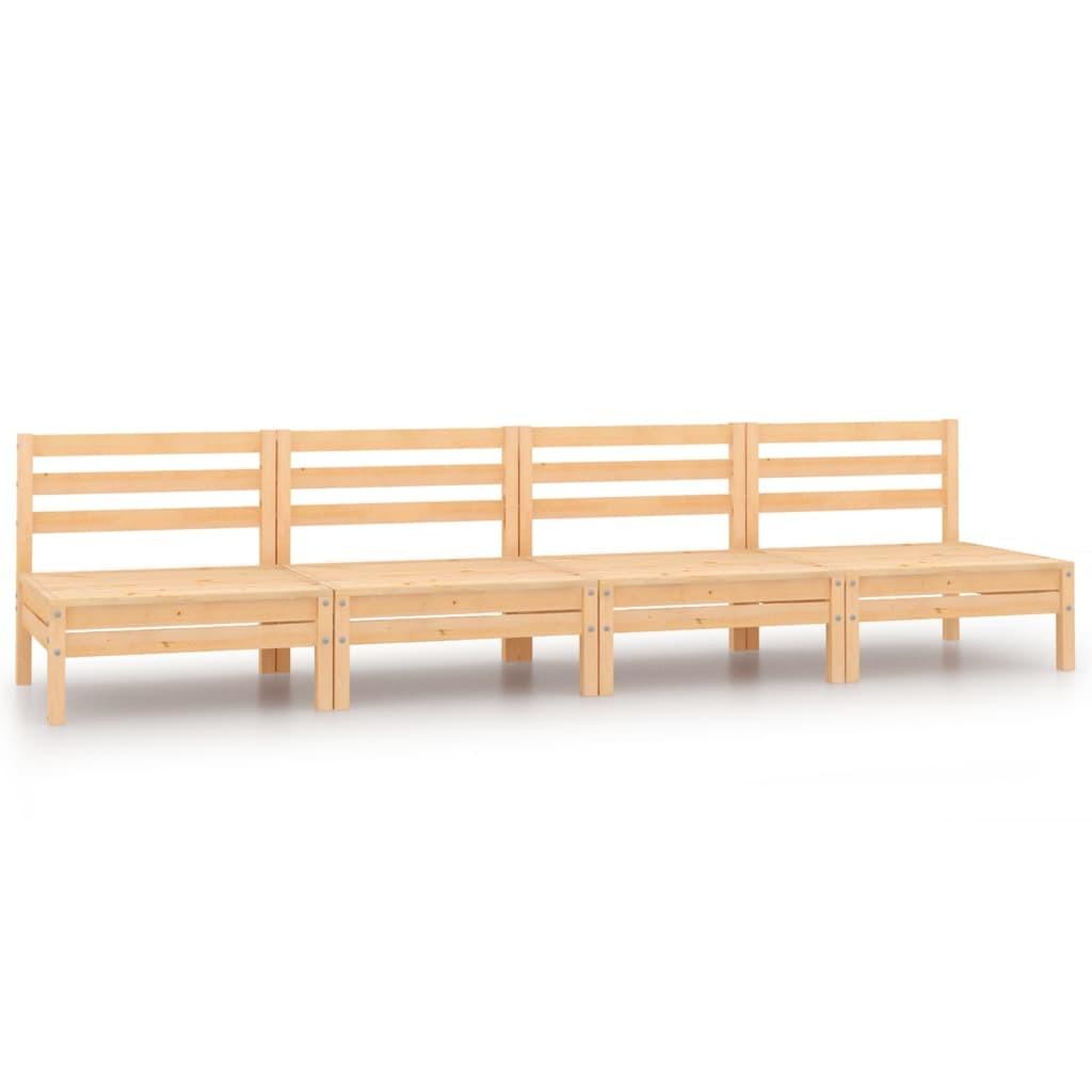 Midtermoduler til havesofa 4 stk. massivt fyrretræ