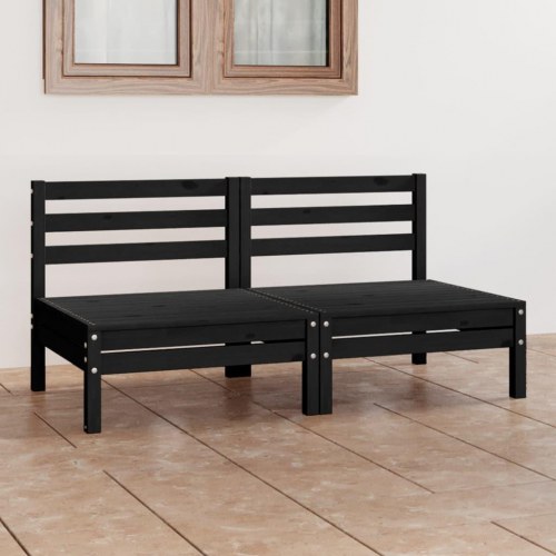 2-personers havesofa massivt fyrretræ sort
