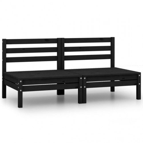 2-personers havesofa massivt fyrretræ sort