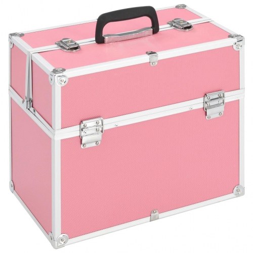 Makeupkuffert 38 × 23 × 34 cm - lyserød i aluminium