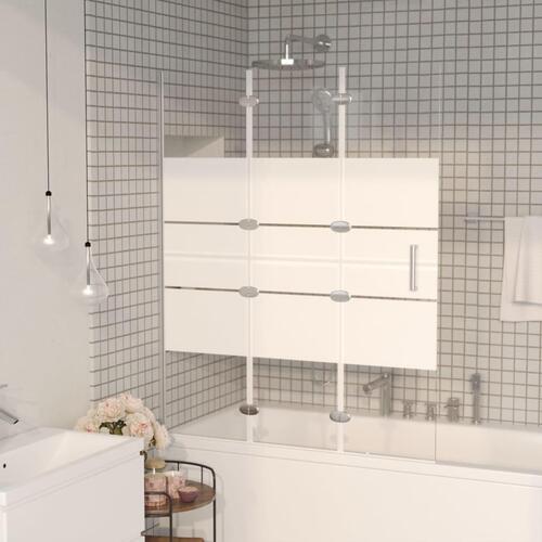 Foldbar bruseafskærmning 120x140 cm sikkerhedsglas hvid