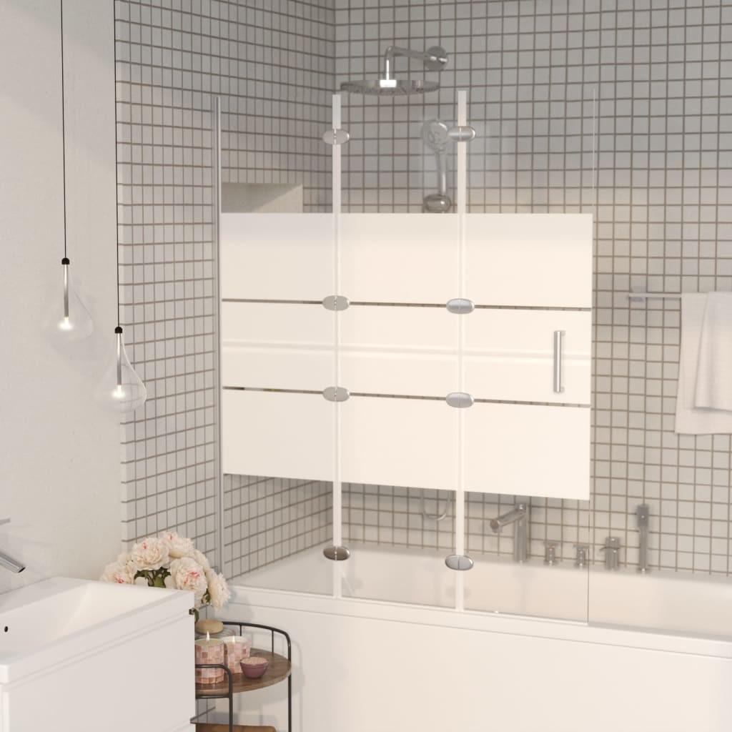 Foldbar bruseafskærmning 120x140 cm sikkerhedsglas hvid