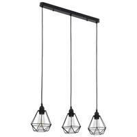 Loftlampe med diamantdesign 3 x E27-pærer sort