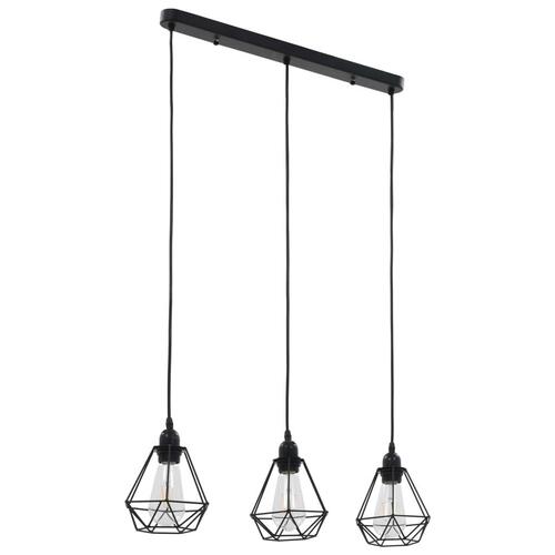 Loftlampe med diamantdesign 3 x E27-pærer sort