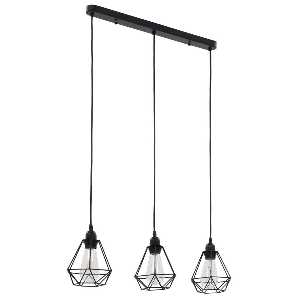 Loftlampe med diamantdesign 3 x E27-pærer sort