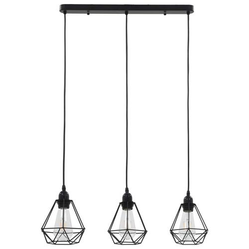 Loftlampe med diamantdesign 3 x E27-pærer sort