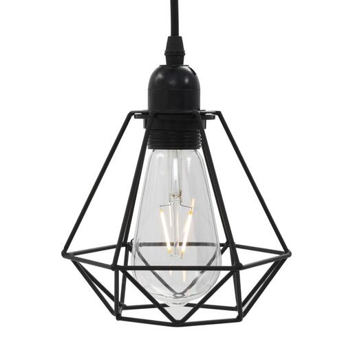 Loftlampe med diamantdesign 3 x E27-pærer sort