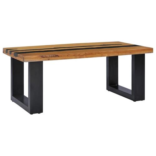 Sofabord 100 x 50 x 40 cm massivt teaktræ og lavasten