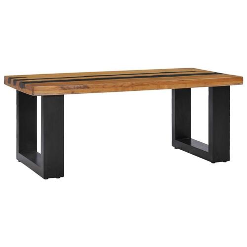 Sofabord 100 x 50 x 40 cm massivt teaktræ og lavasten