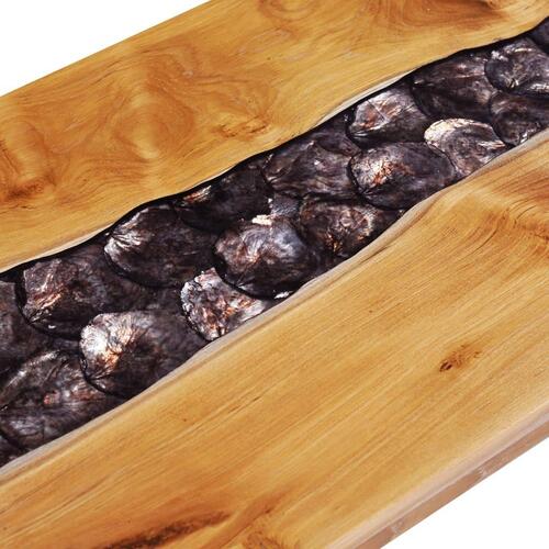 Sofabord 100 x 50 x 40 cm massivt teaktræ og polyresin