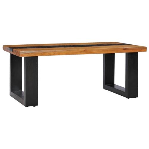Sofabord 100 x 50 x 40 cm massivt teaktræ og polyresin