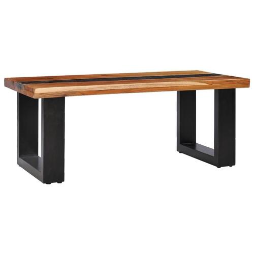 Sofabord 100 x 50 x 40 cm massivt teaktræ og polyresin