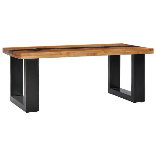 Sofabord 100 x 50 x 40 cm massivt teaktræ og polyresin