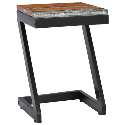 Sofabord 30 x 30 x 50 cm massivt teaktræ og polyresin