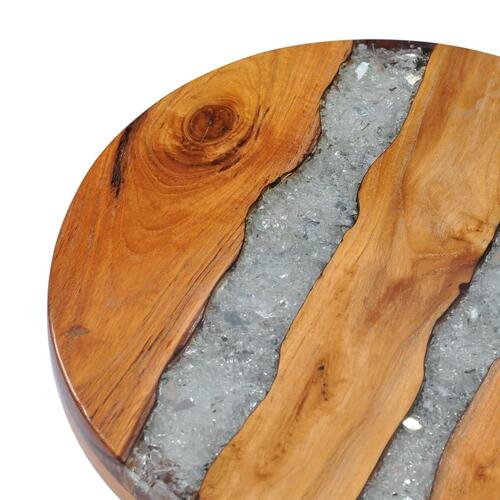 Sofabord 40 x 45 cm massivt teaktræ og polyresin
