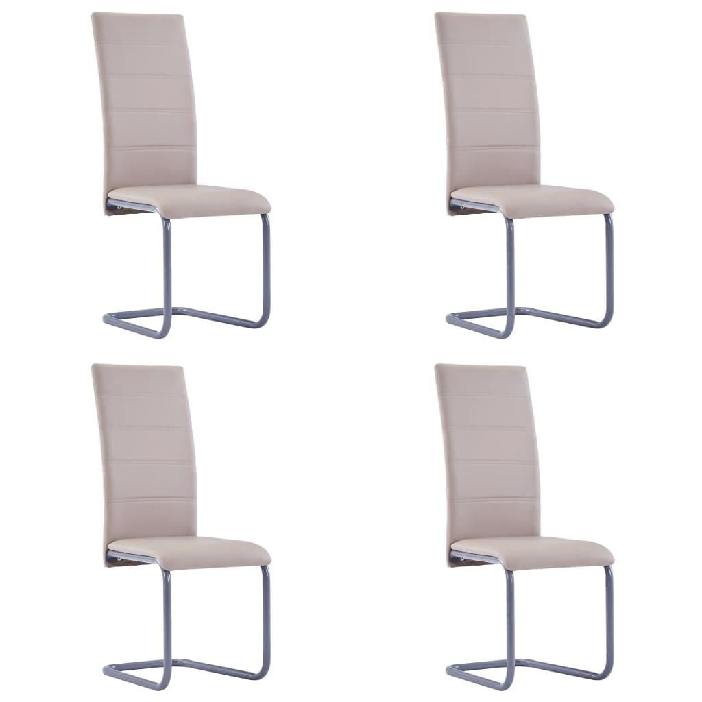 Spisebordsstole med cantilever 4 stk. kunstlæder cappuccino