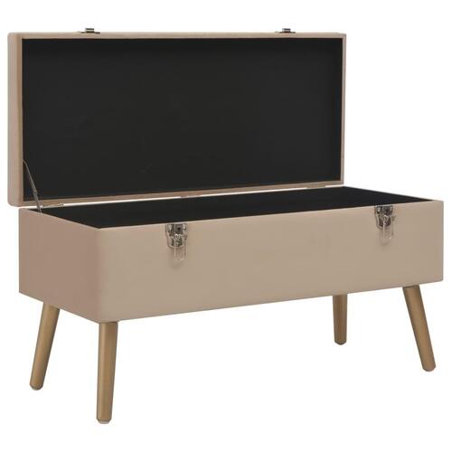 Bænk med opbevaringsrum 80 cm fløjl beige