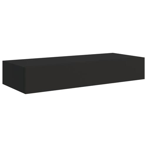 Væghylde med skuffe 60x23,5x10 cm MDF sort