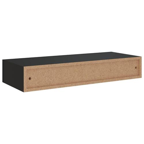 Væghylde med skuffe 60x23,5x10 cm MDF sort