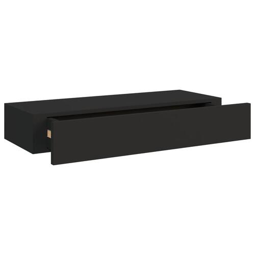 Væghylde med skuffe 60x23,5x10 cm MDF sort
