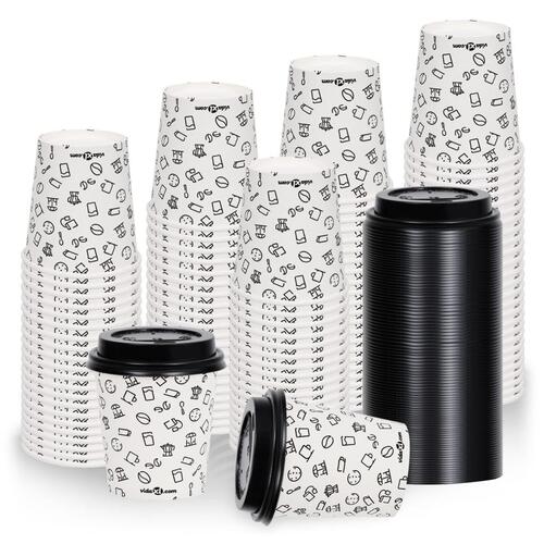 Papkrus med låg 100 stk. 200 ml hvid og sort