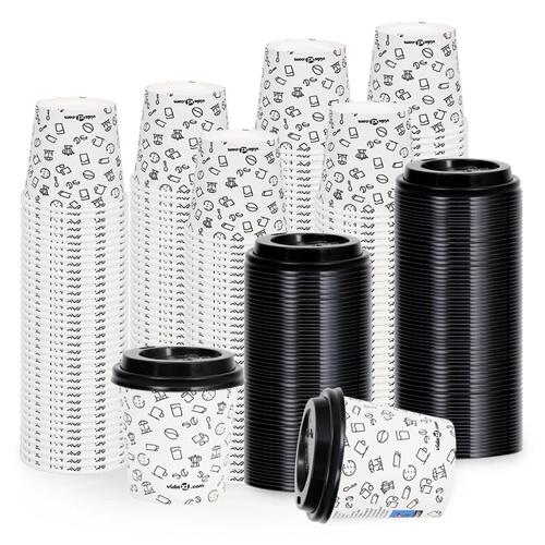 Papkrus med låg 250 stk. 120 ml hvid og sort