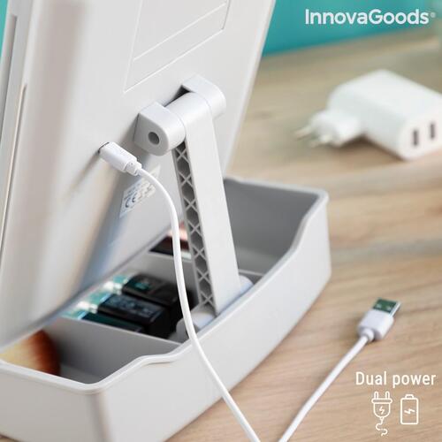 3-i-1 sammenklappeligt LED-spejl med makeup-organiser Panomir InnovaGoods