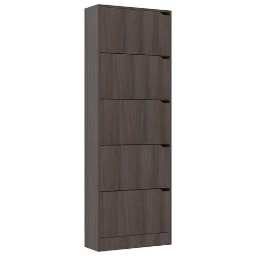 Skoskab med 5 låger 59x24x167 cm spånplade grå sonoma-eg