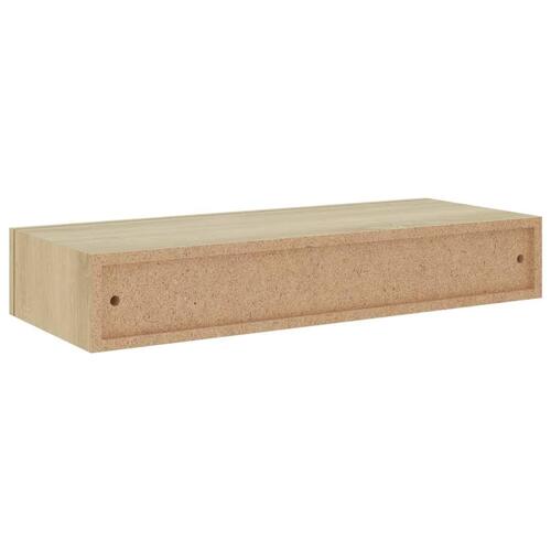 Væghylder med skuffer 2 stk. 60x23,5x10 cm MDF egetræsfarvet