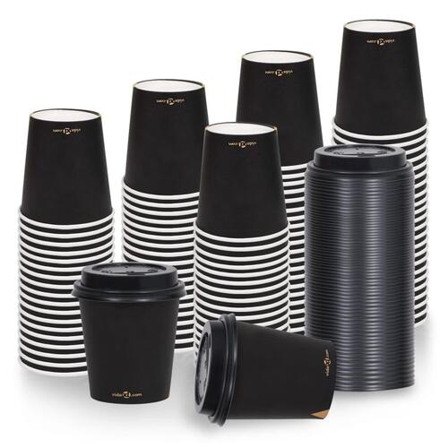 Papkrus med låg 100 stk. 200 ml sort