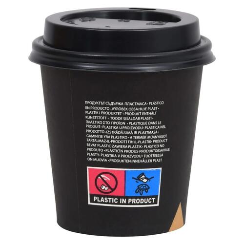 Papkrus med låg 100 stk. 200 ml sort