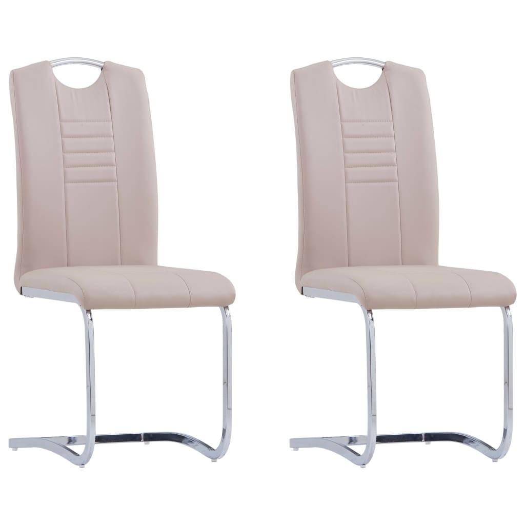 Spisebordsstole med cantilever 2 stk. kunstlæder cappuccino