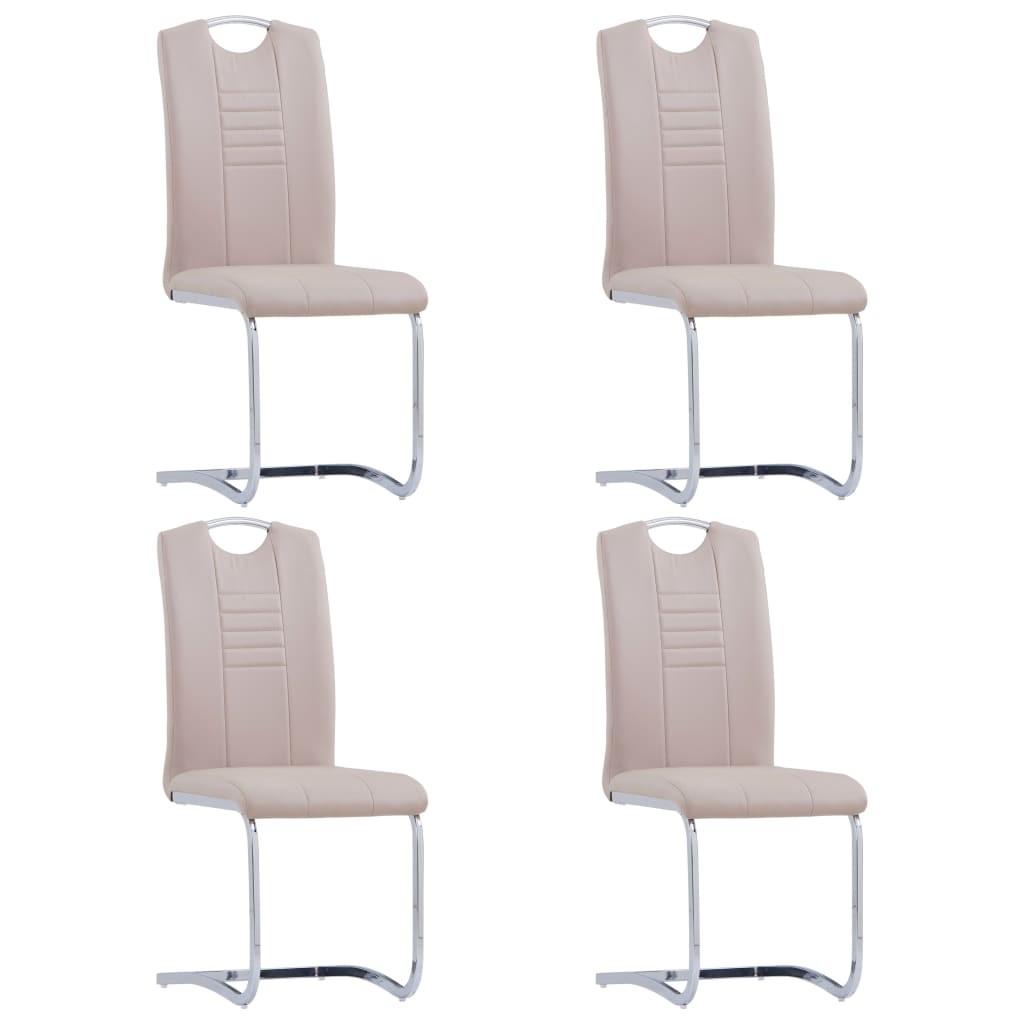 Spisebordsstole med cantilever 4 stk. kunstlæder cappuccino