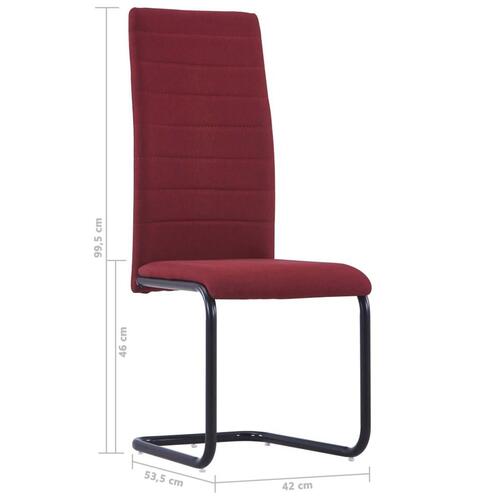 Spisebordsstole med cantilever 2 stk. stof vinrød