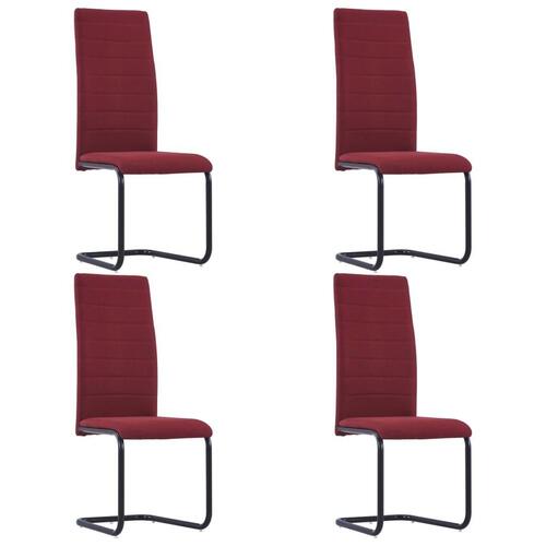 Spisebordsstole med cantilever 4 stk. stof vinrød