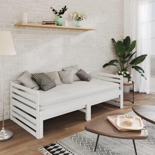 Daybed med udtræk 2x(90x200) cm massivt fyrretræ hvid
