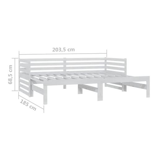 Daybed med udtræk 2x(90x200) cm massivt fyrretræ hvid