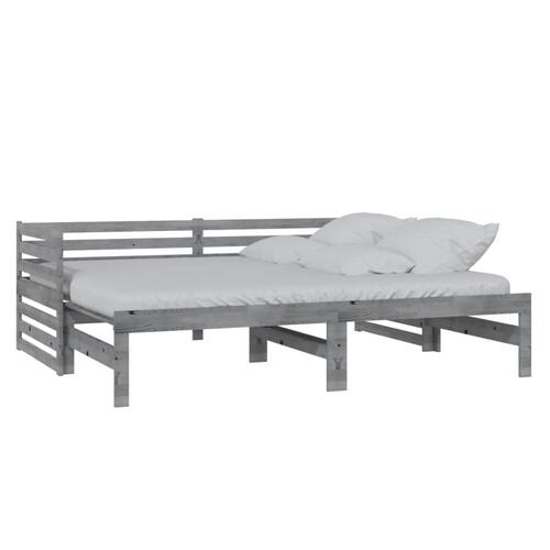 Daybed med udtræk 2x(90x200) cm massivt fyrretræ grå