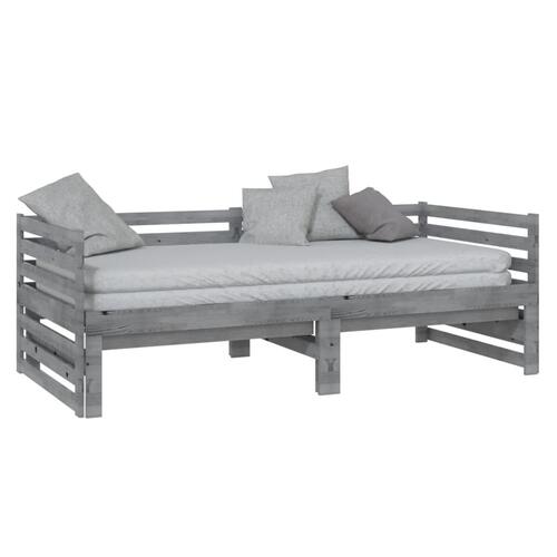 Daybed med udtræk 2x(90x200) cm massivt fyrretræ grå