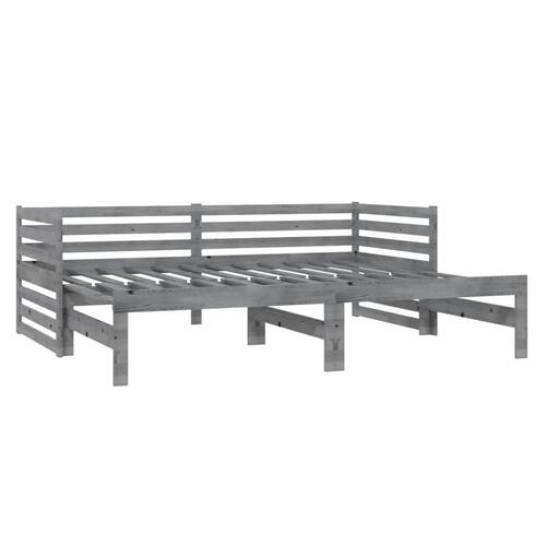 Daybed med udtræk 2x(90x200) cm massivt fyrretræ grå