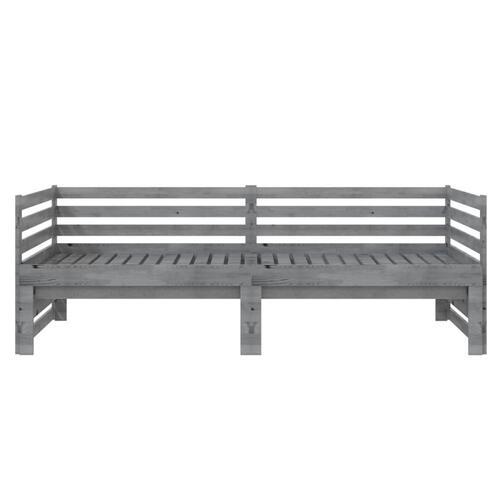 Daybed med udtræk 2x(90x200) cm massivt fyrretræ grå