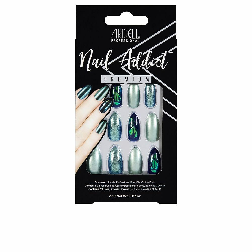 Falske negle Ardell Nail Addict Green Glitter Chrome - 24 stk billede