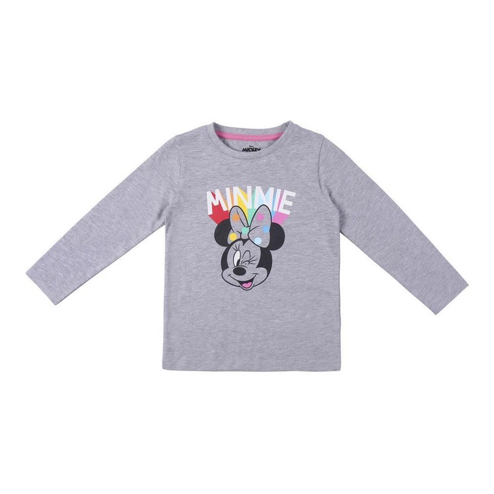 Langærmet T-shirt til Børn Minnie Mouse Grå 4 år