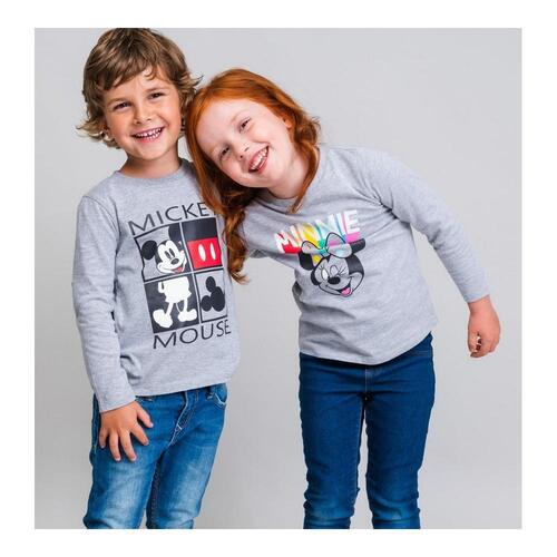 Langærmet T-shirt til Børn Minnie Mouse Grå 4 år