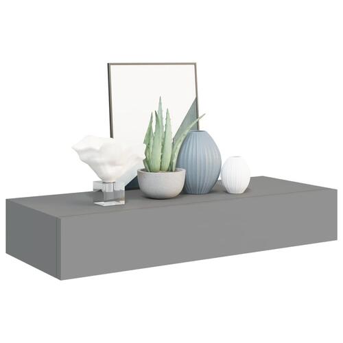 Væghylder med skuffer 2 stk. 60x23,5x10 cm MDF grå