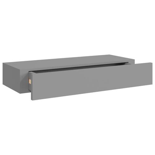 Væghylder med skuffer 2 stk. 60x23,5x10 cm MDF grå