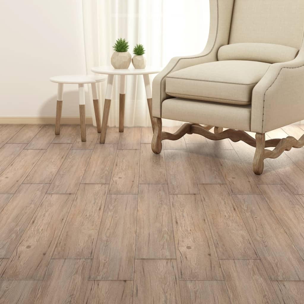 Selvhæftende PVC-gulvplanker 5,21 m² 2 mm egetræ brun