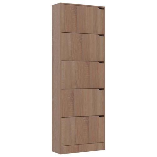 Skoskab med 5 låger 59x24x167 cm spånplade sonoma-eg
